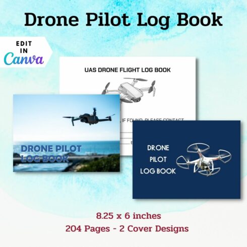 Drone Pilot Logbook - Canva template cover image.