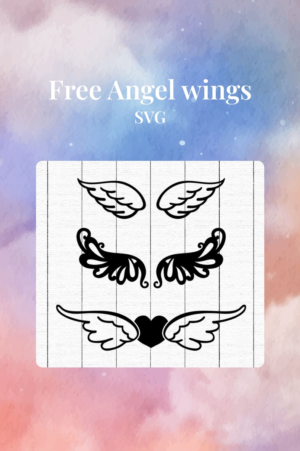 Image of three variants of angel wings in black and white.