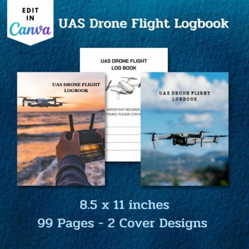 UAS Drone Flight Logbook - Canva Template cover image.
