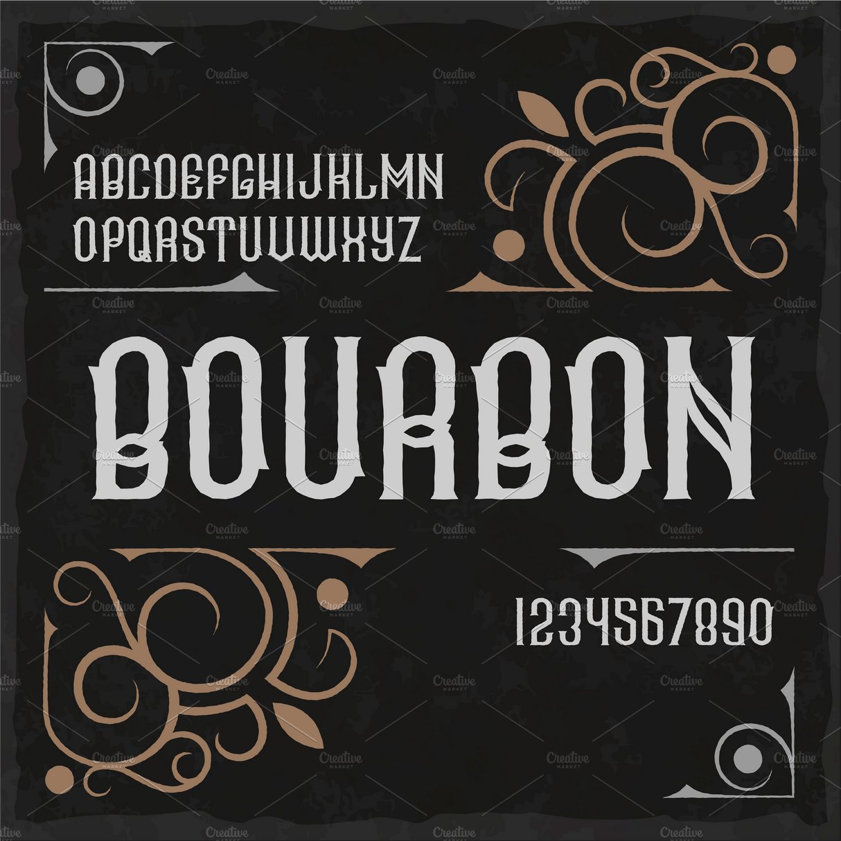 Vintage label typeface Bourbon preview image.