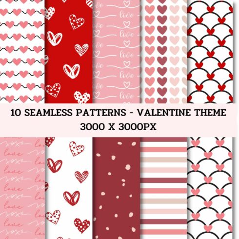 10 Seamless Patterns - Valentine Theme cover image.