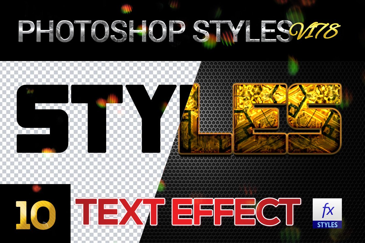 10 creative Photoshop Styles V178cover image.