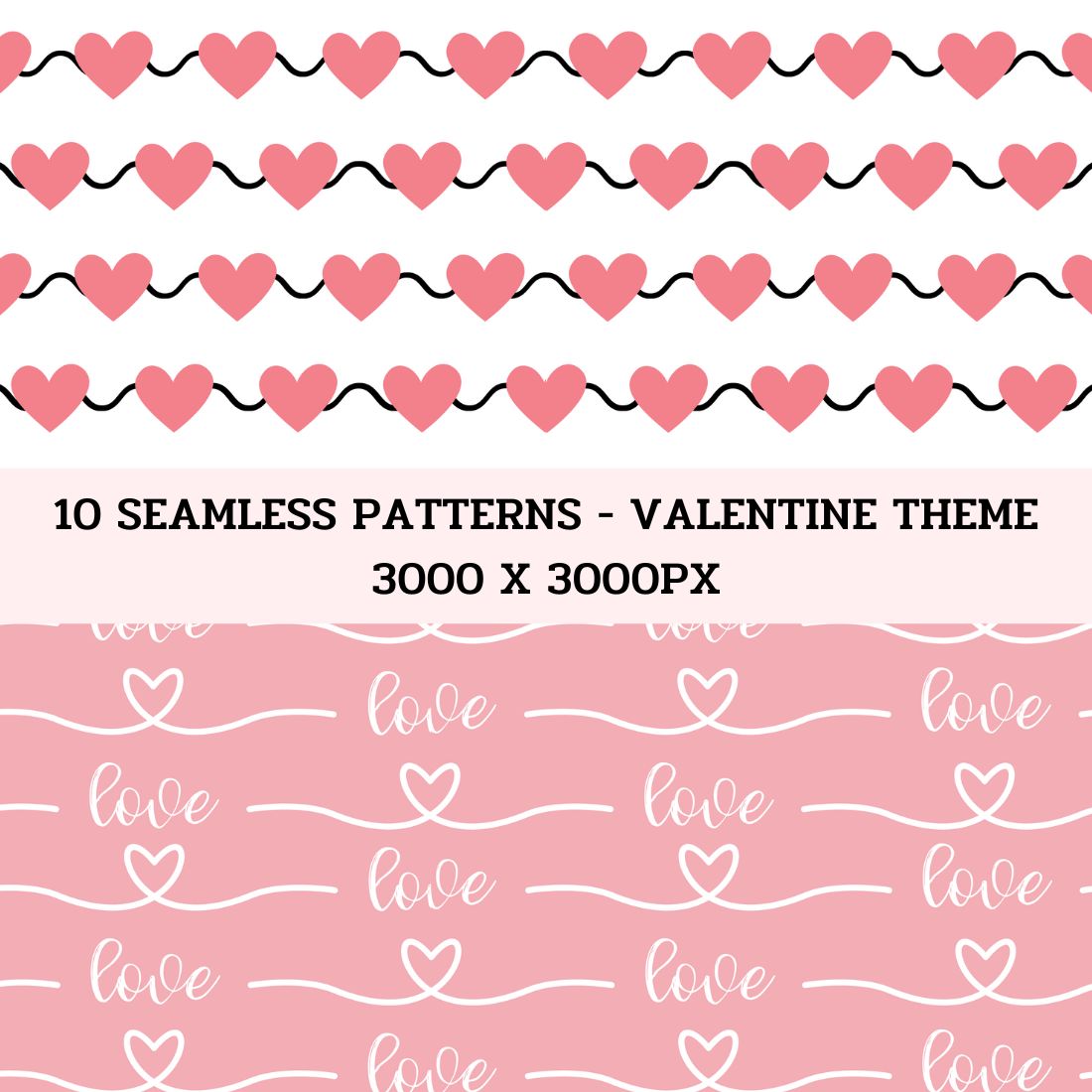 10 Seamless Patterns - Valentine Theme preview image.