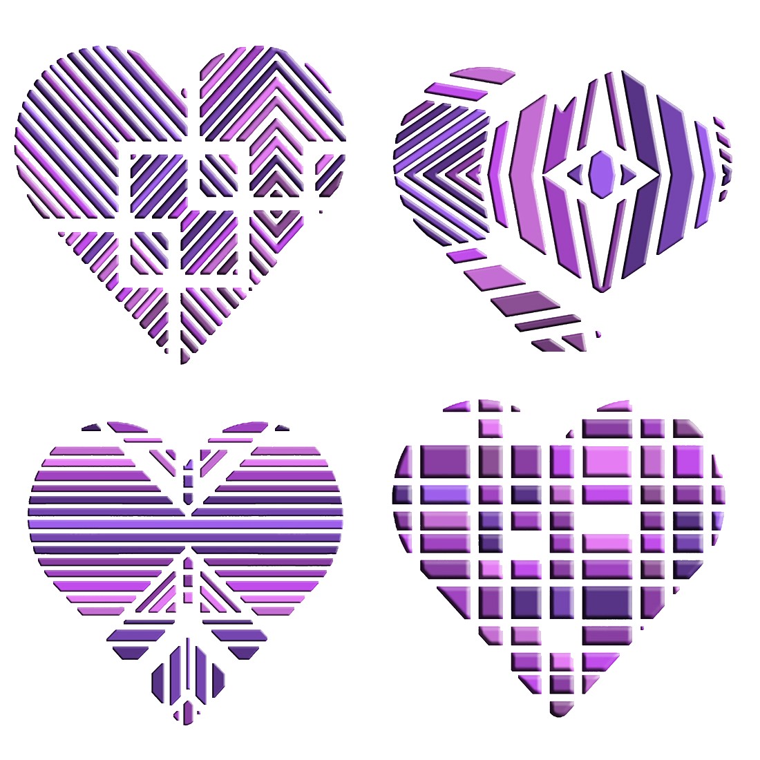 Gemstone Purple Hues Heart Shaped Cut Files preview image.