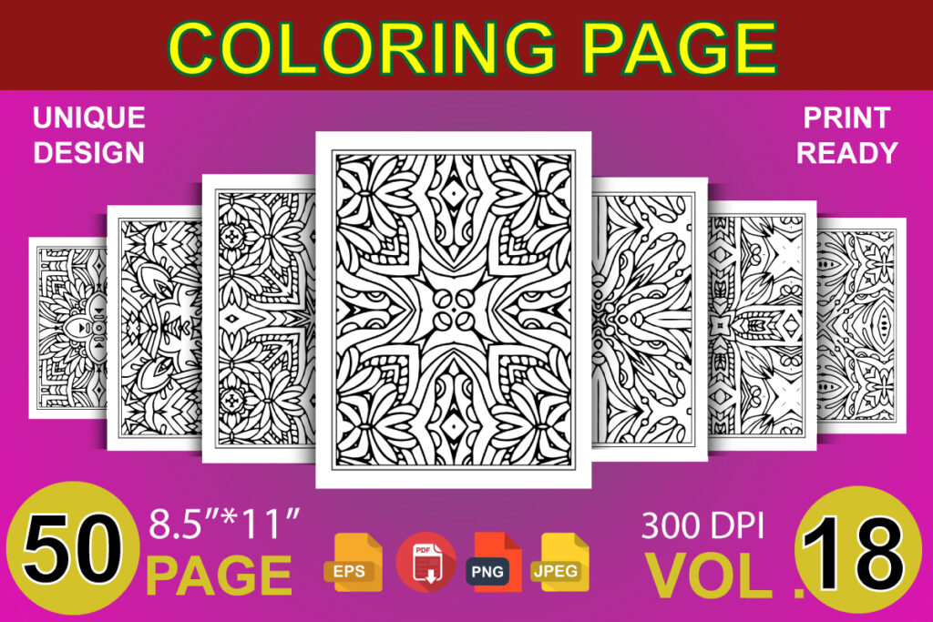 50 Modern Adult Coloring Page KDP Design - MasterBundles