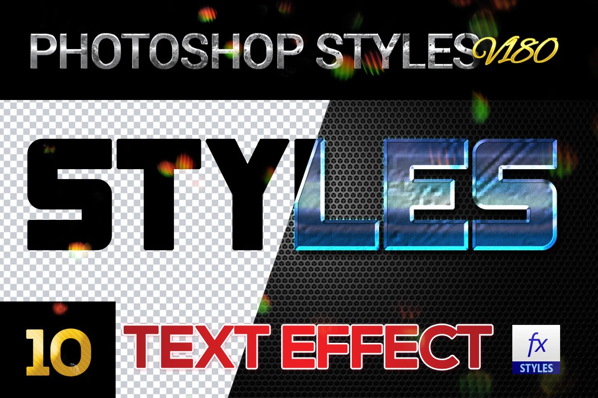 10 creative Photoshop Styles V180cover image.