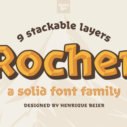 Rocher : layered font family cover image.