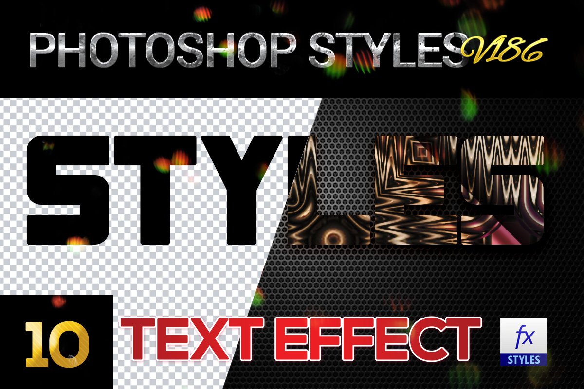 10 creative Photoshop Styles V186cover image.