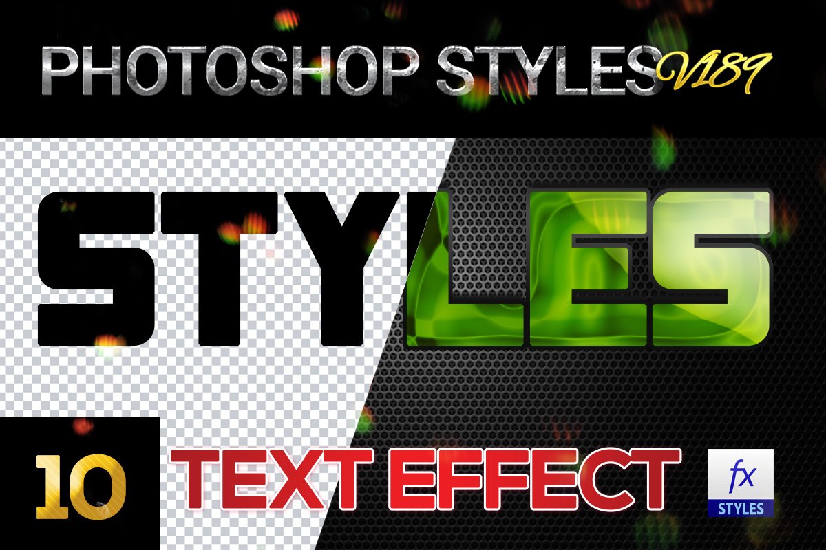 10 creative Photoshop Styles V189cover image.