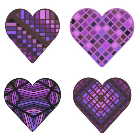 Quilted Heart Purple Hues Set of 8 DXF Files PNG SVG cover image.