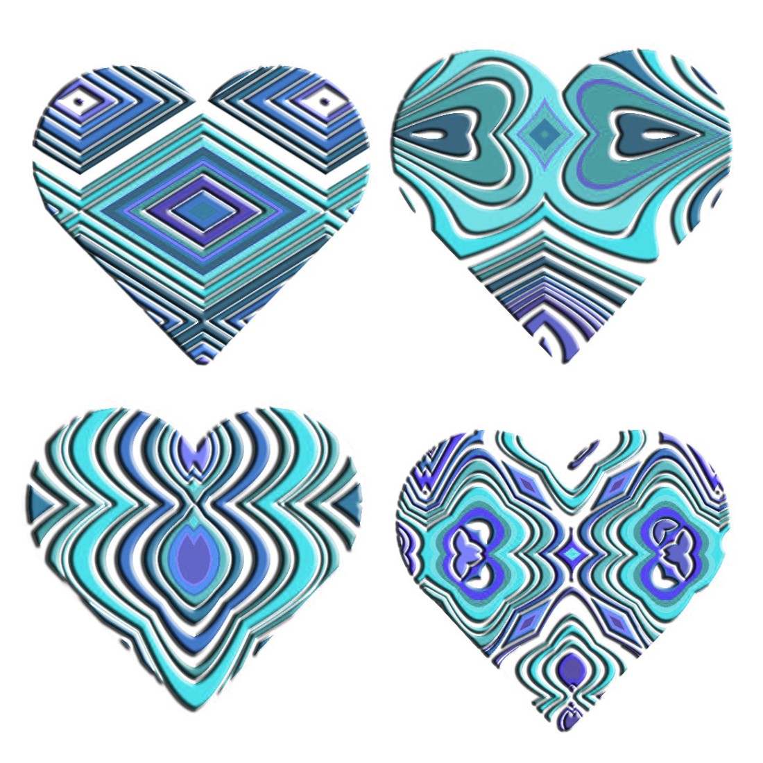 Blue Foam Heart Geometric Cutouts DXF Files preview image.
