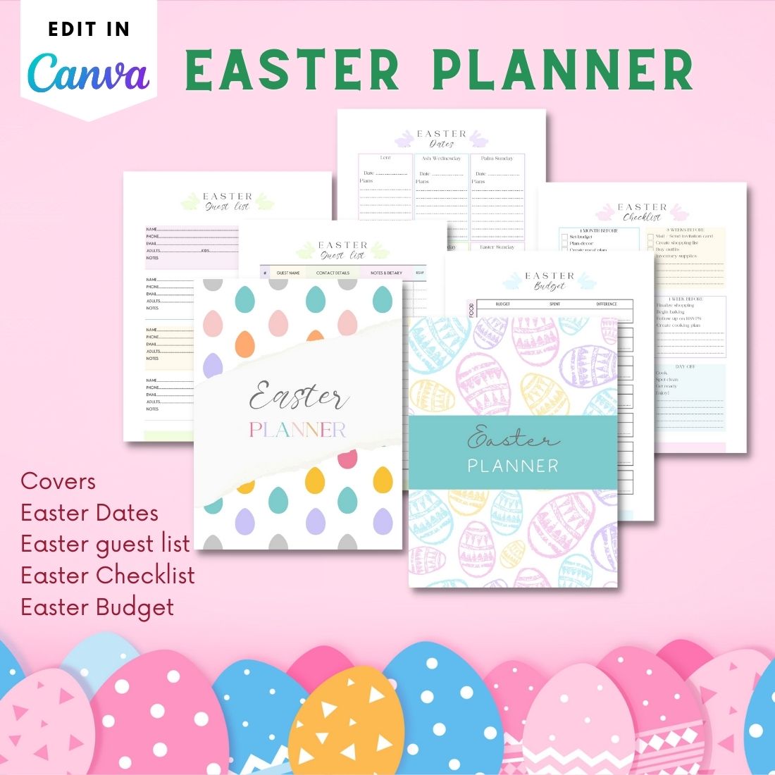 Easter Planner - Canva Template preview image.