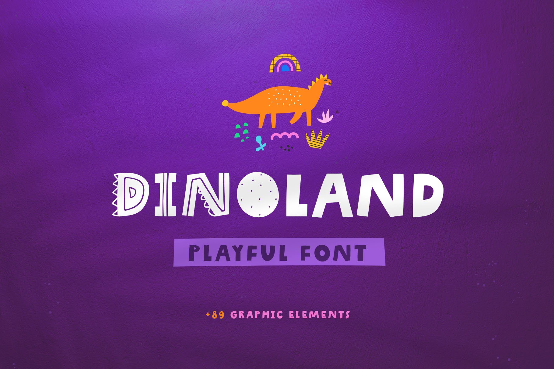 Dinoland | playful font cover image.