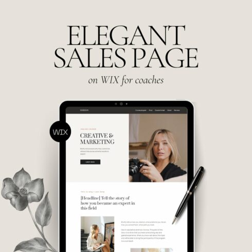 Elegant Sales page WIX for coaches cover image.