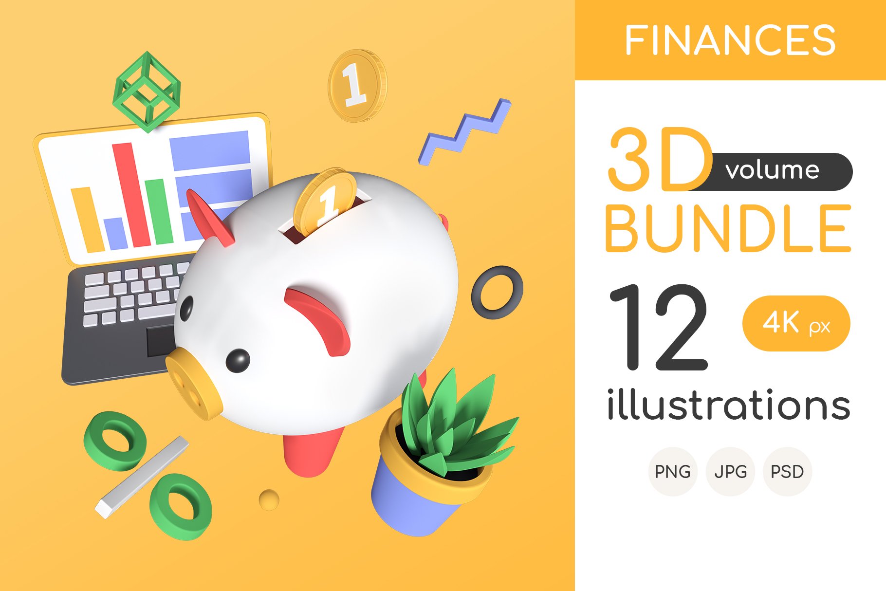 Finance 3D Illustrations cover image.