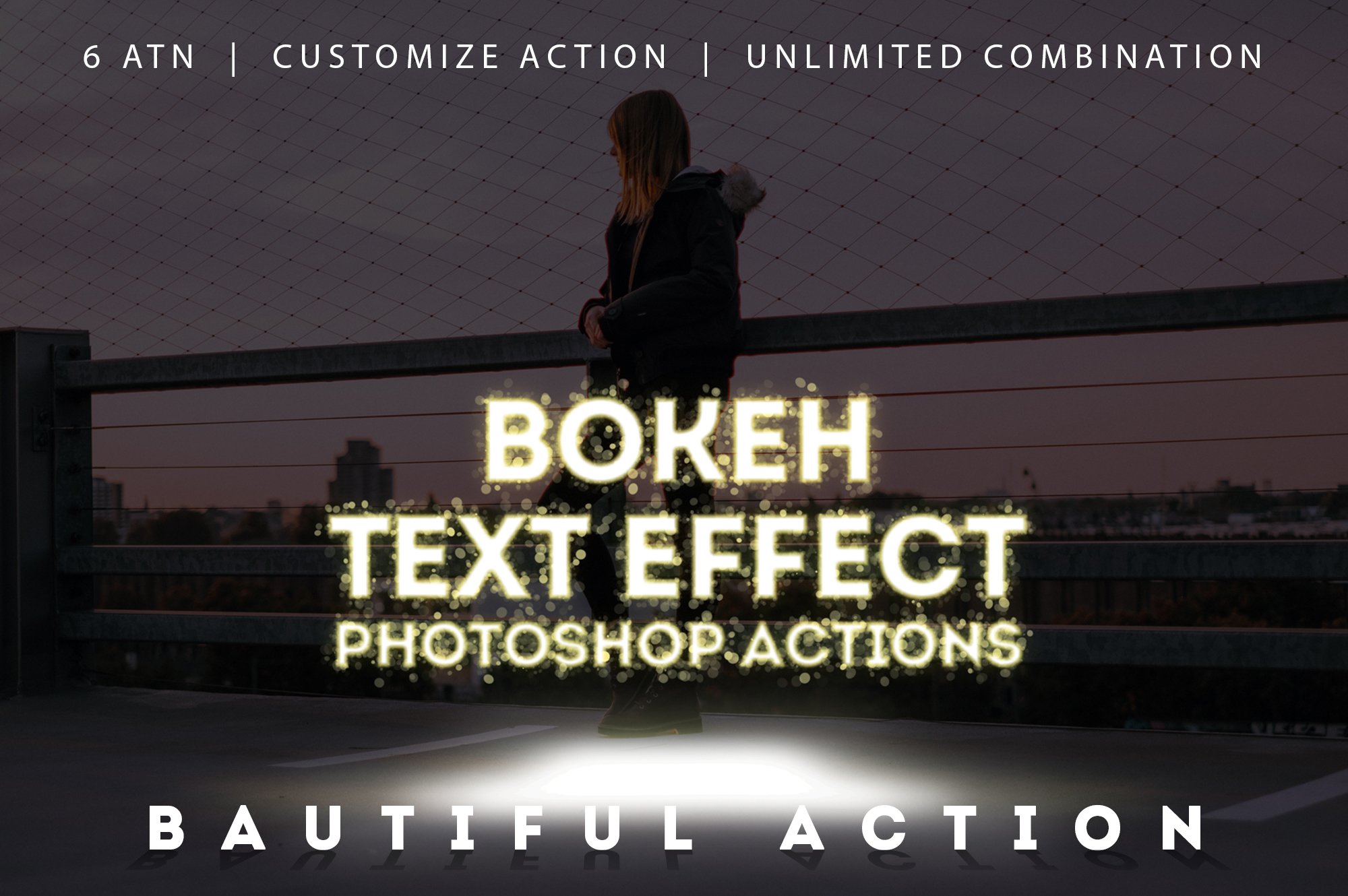Bokeh Text Effect Photoshop Actionspreview image.
