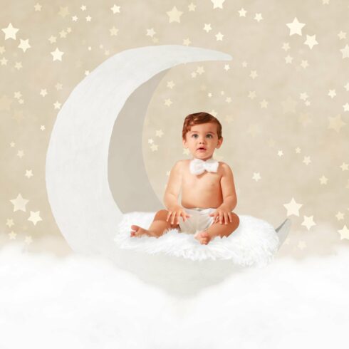 Wooden Moon Newborn Digital Backdropcover image.