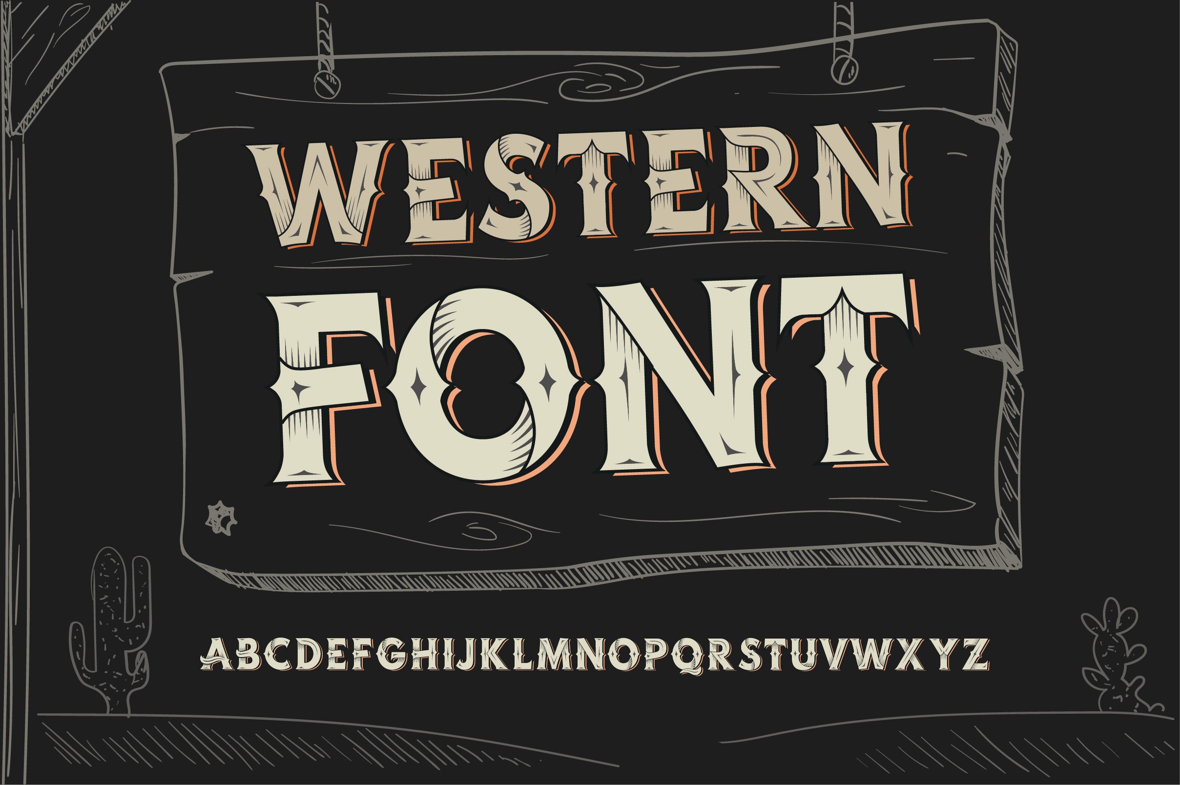 Western vintage font.Uppercase only cover image.