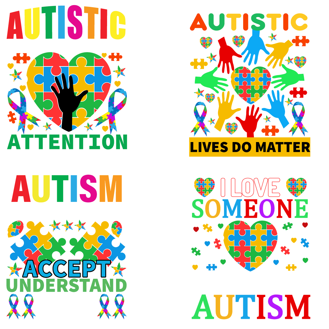 Autism t-shirt design preview image.