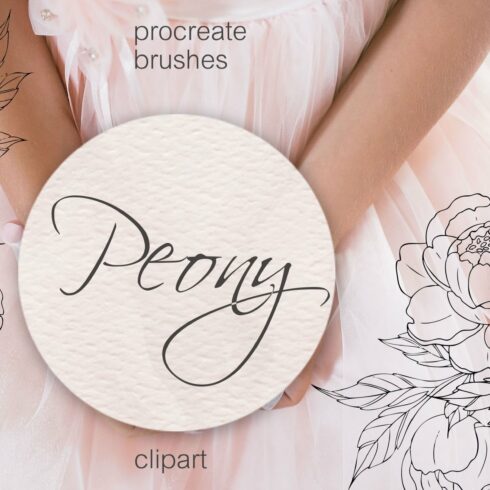 Peony procreate stamps, clipartscover image.