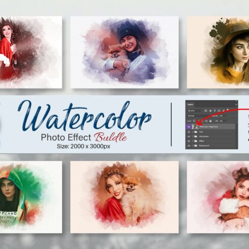 Watercolor Photo Effect Templatecover image.