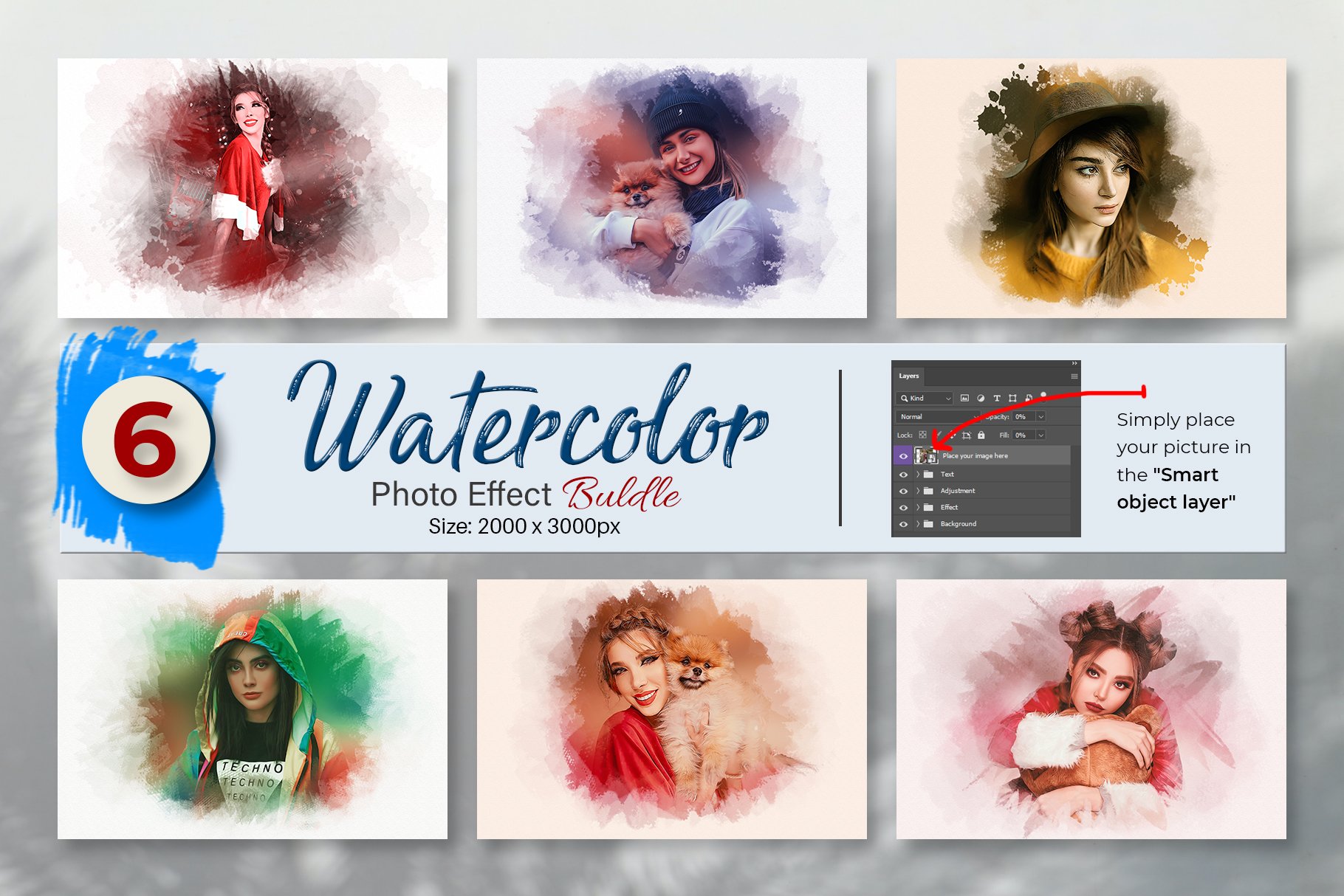 Watercolor Photo Effect Templatecover image.