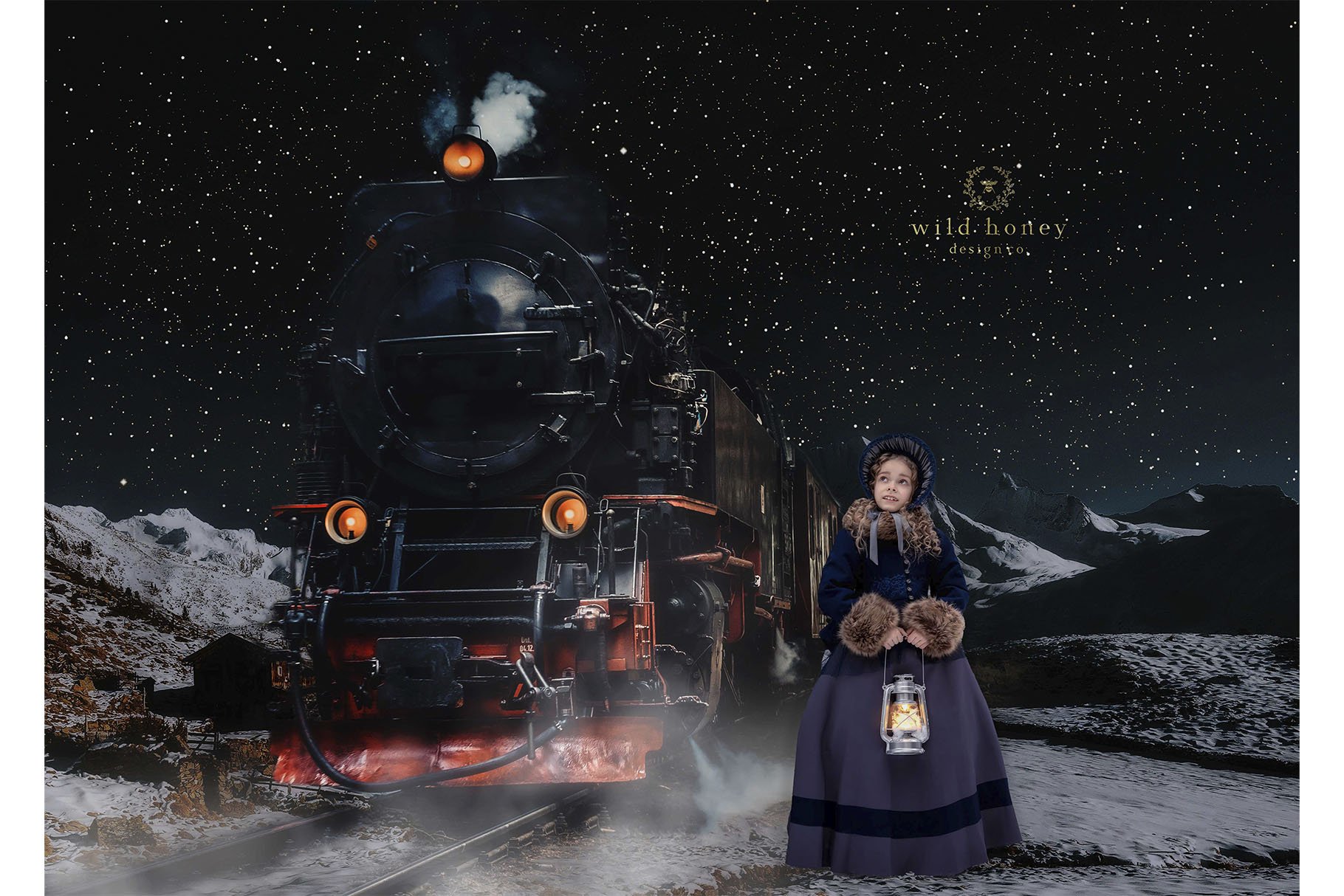 Christmas Train Digital Backdropcover image.