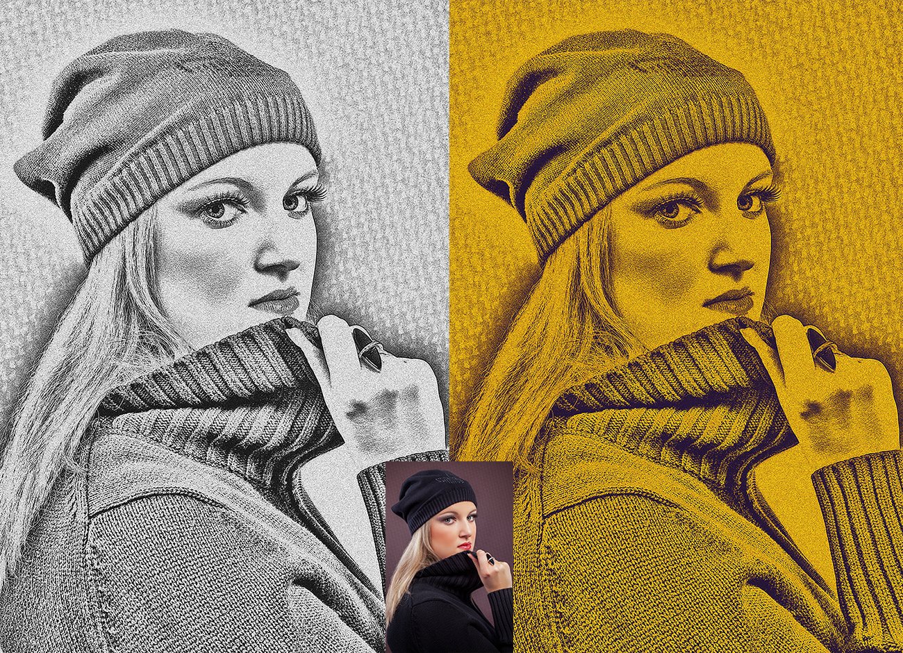 Portrait Sketch Photoshop Actionpreview image.
