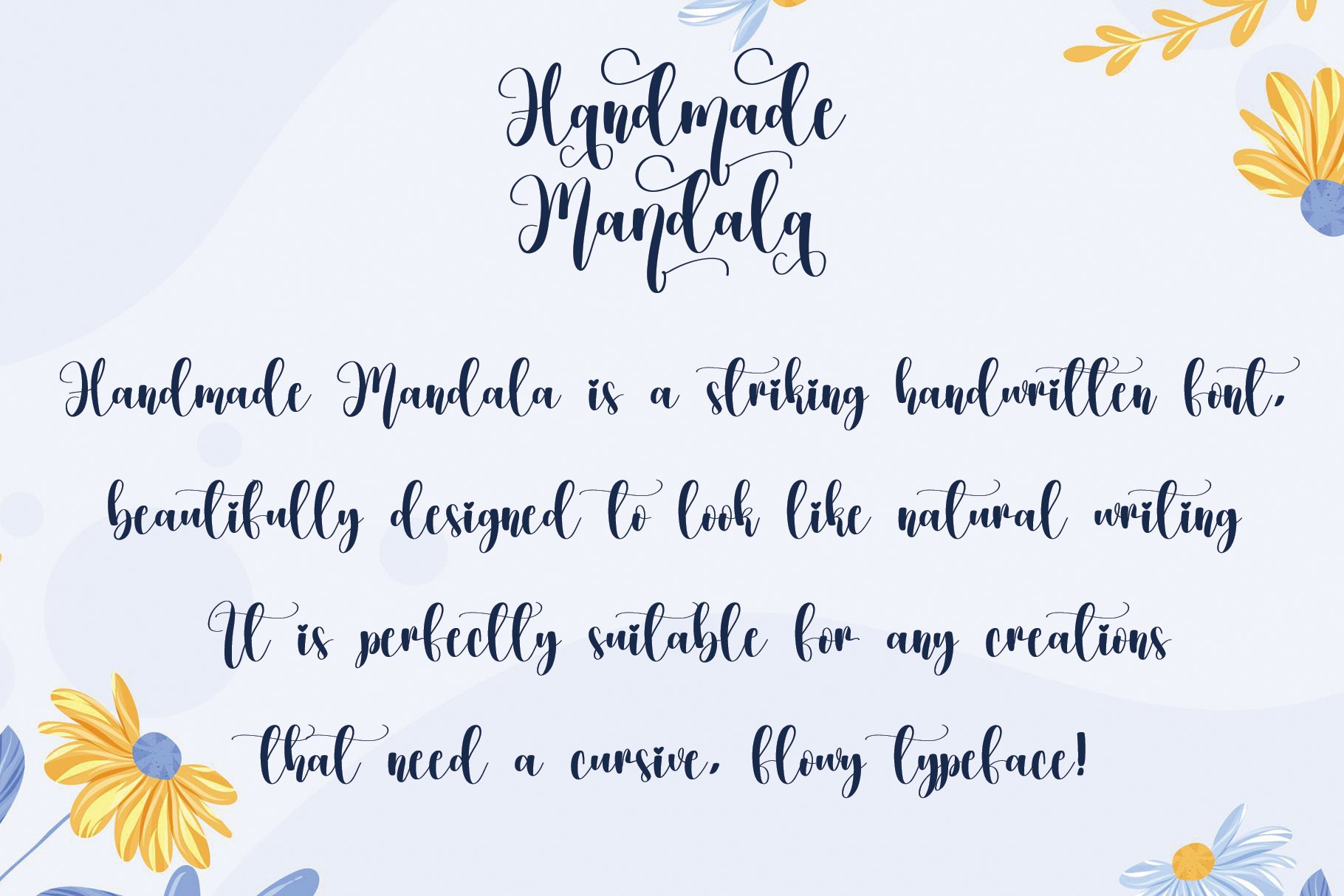 Handmade Mandala | Script font preview image.