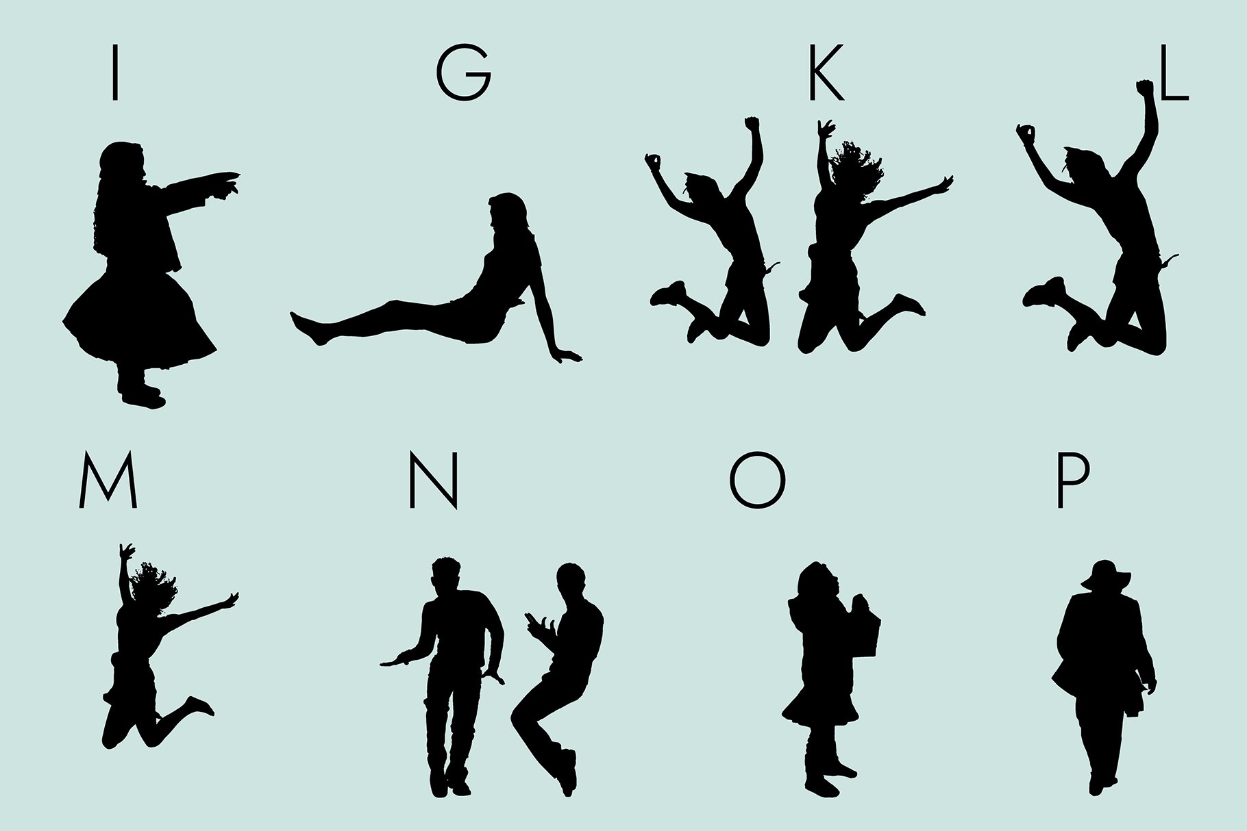 People Silhouettes Dingbats Font preview image.