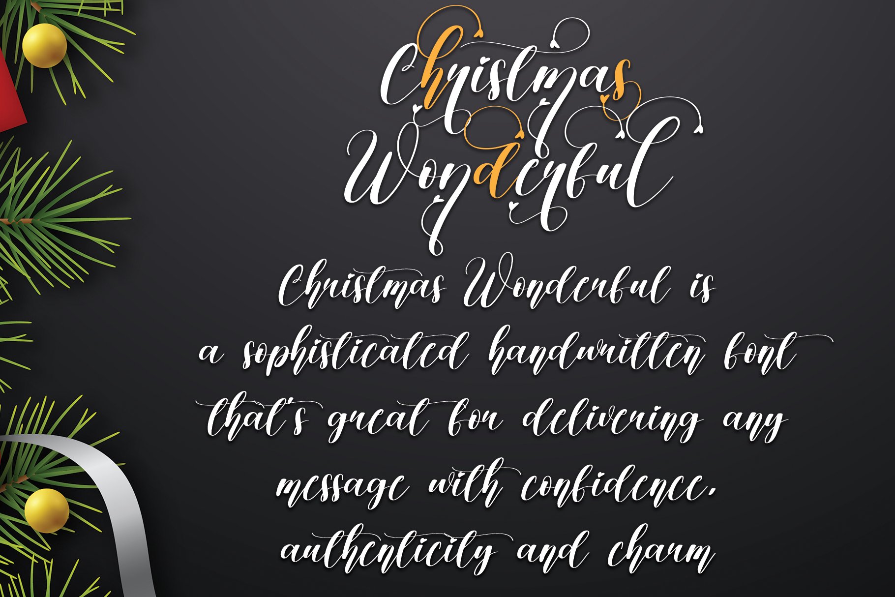 Christmas Wonderful | Script font preview image.