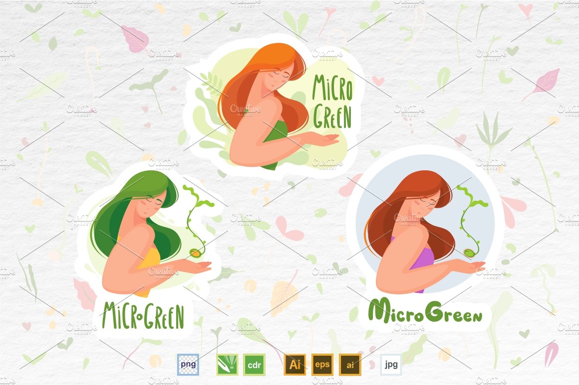 Microgreen illustration set 4 preview image.