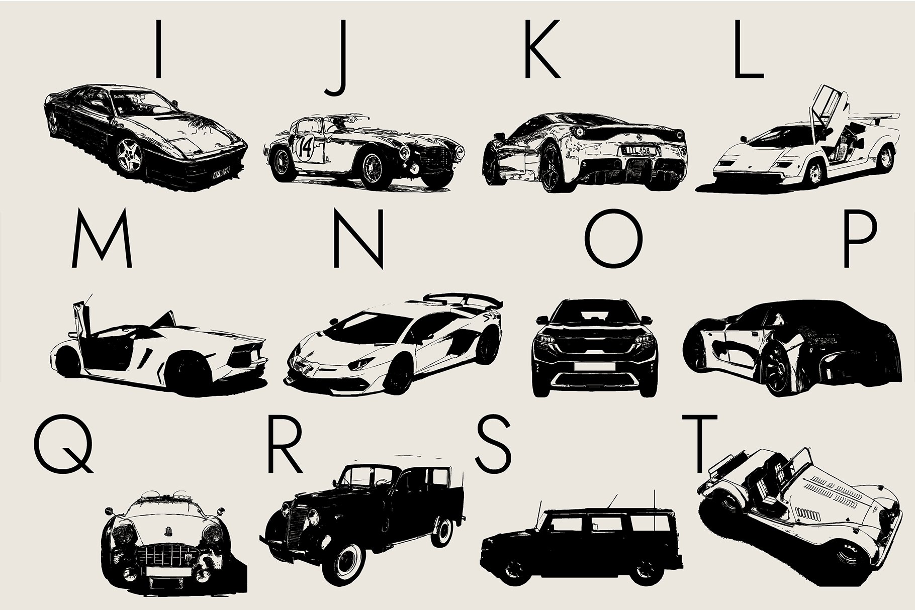 Cars Dingbats Font preview image.