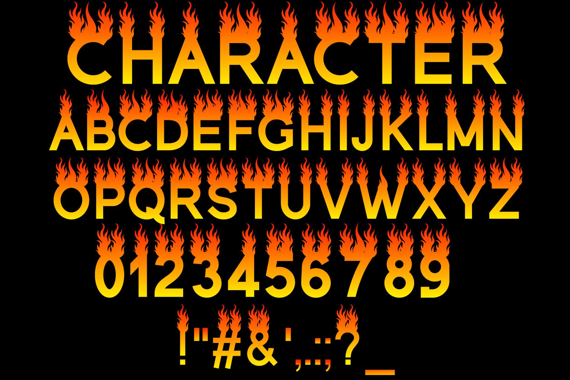 Fire Flames Font preview image.