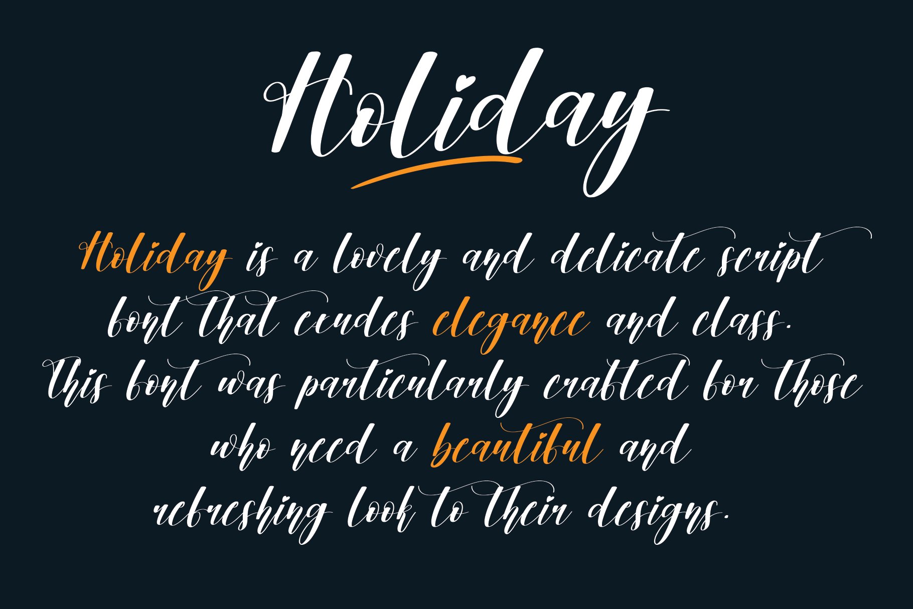 Holiday | Script font preview image.