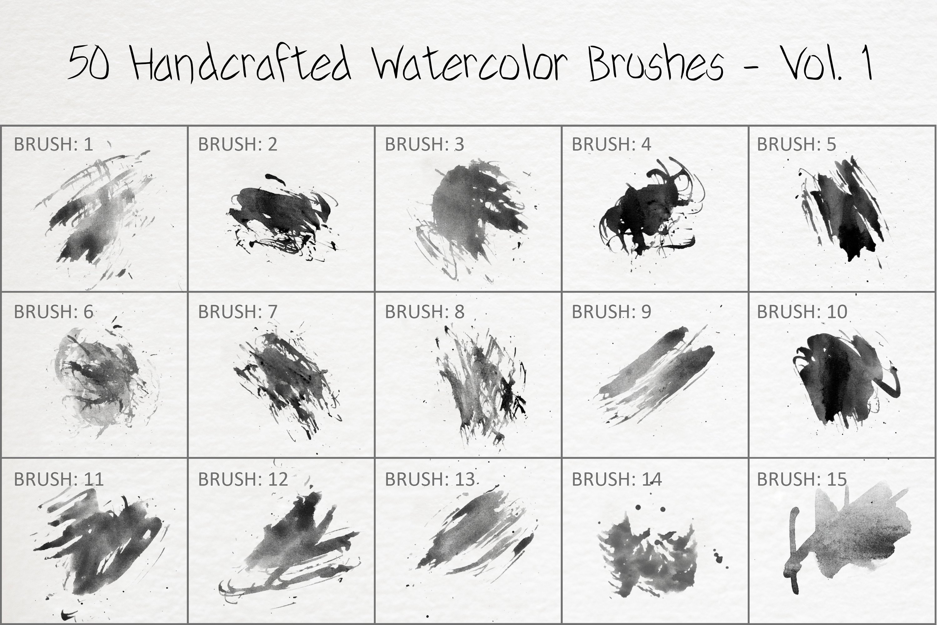 50 Handcrafted Watercolor Brushes 1preview image.