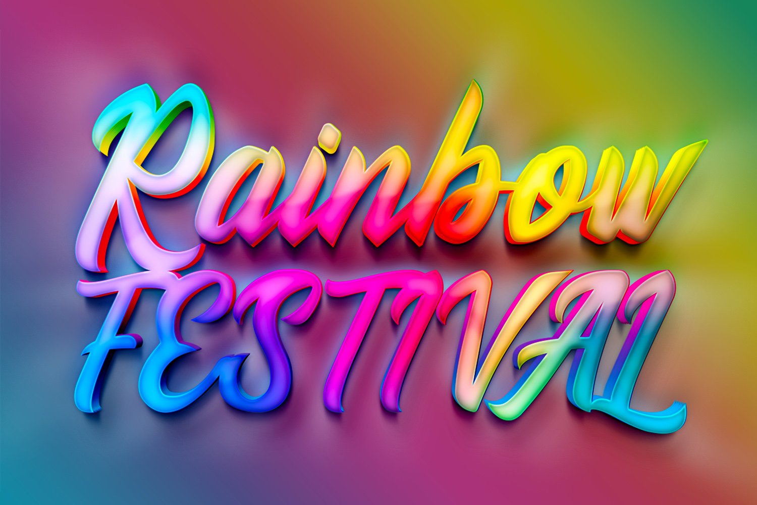 Rainbow Colors Photoshop Text Effectpreview image.