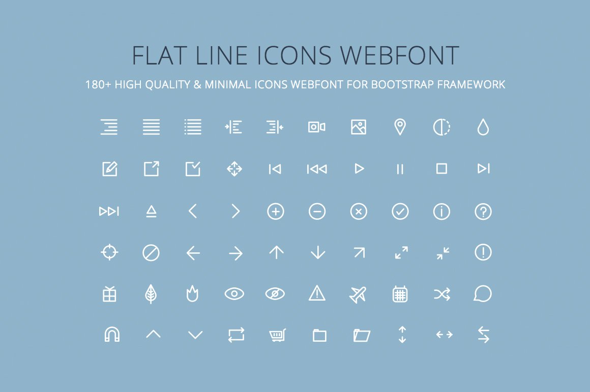 Flat Line Icons Webfont [Bootstrap] preview image.