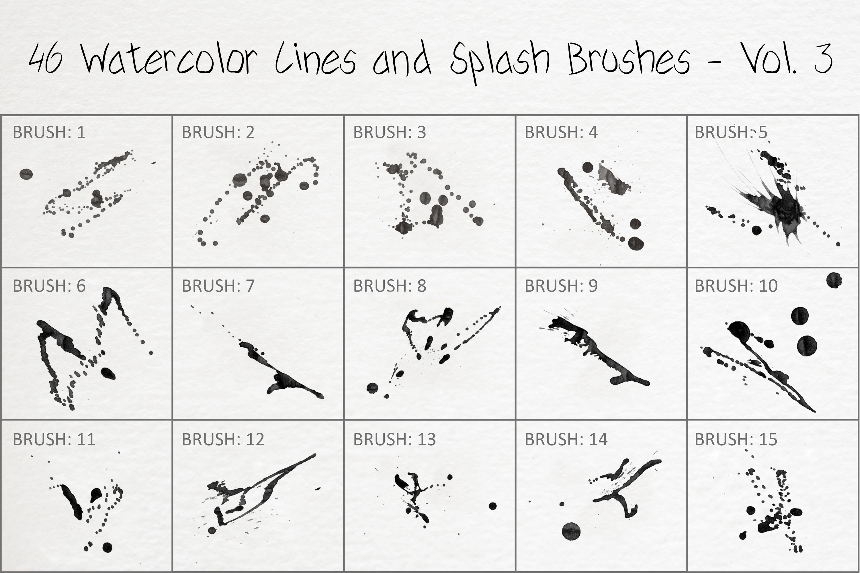 46 Watercolor Splash Brushes - Vol.3preview image.