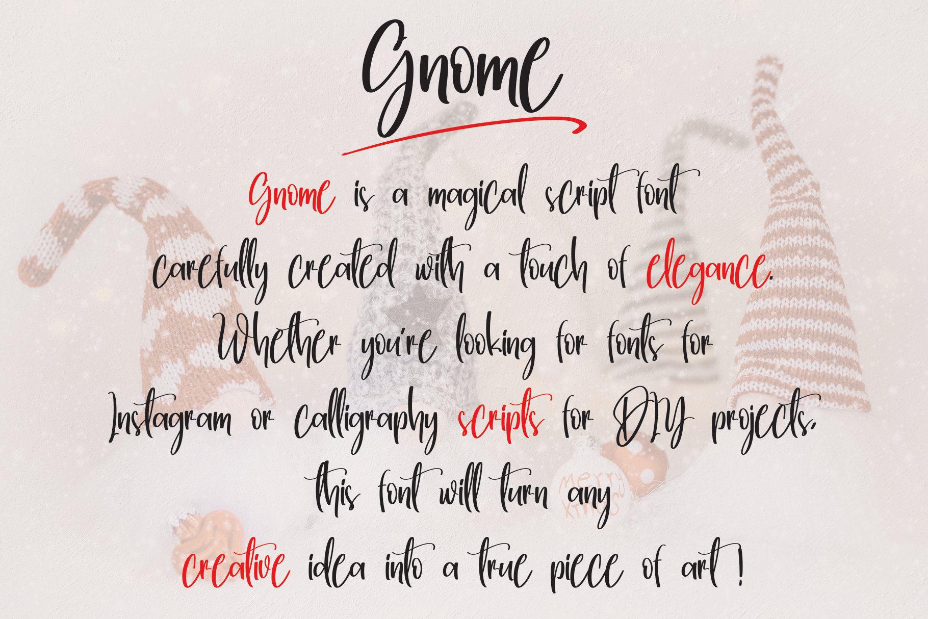 Gnome | Script font preview image.