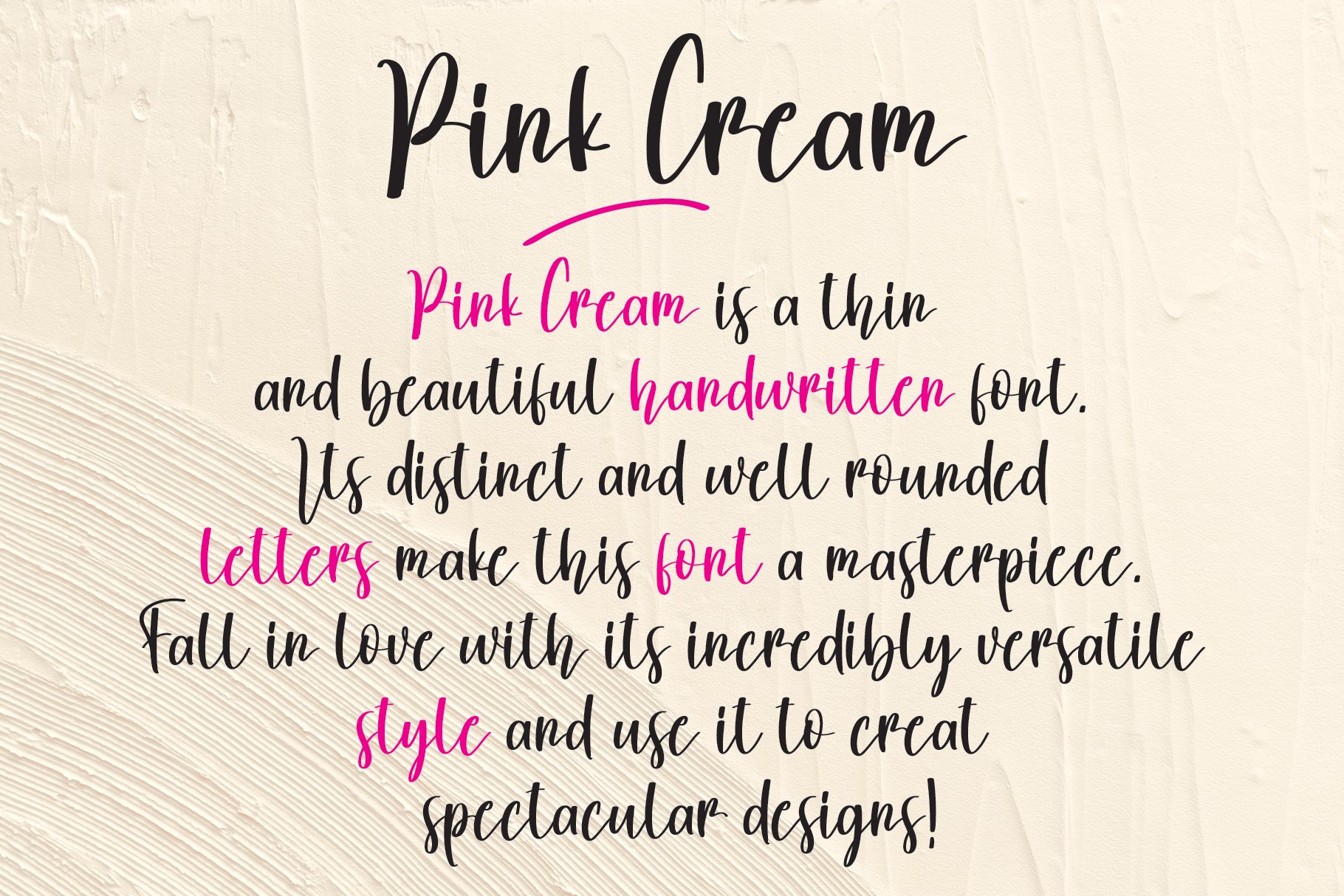 Pink Cream | Script font preview image.