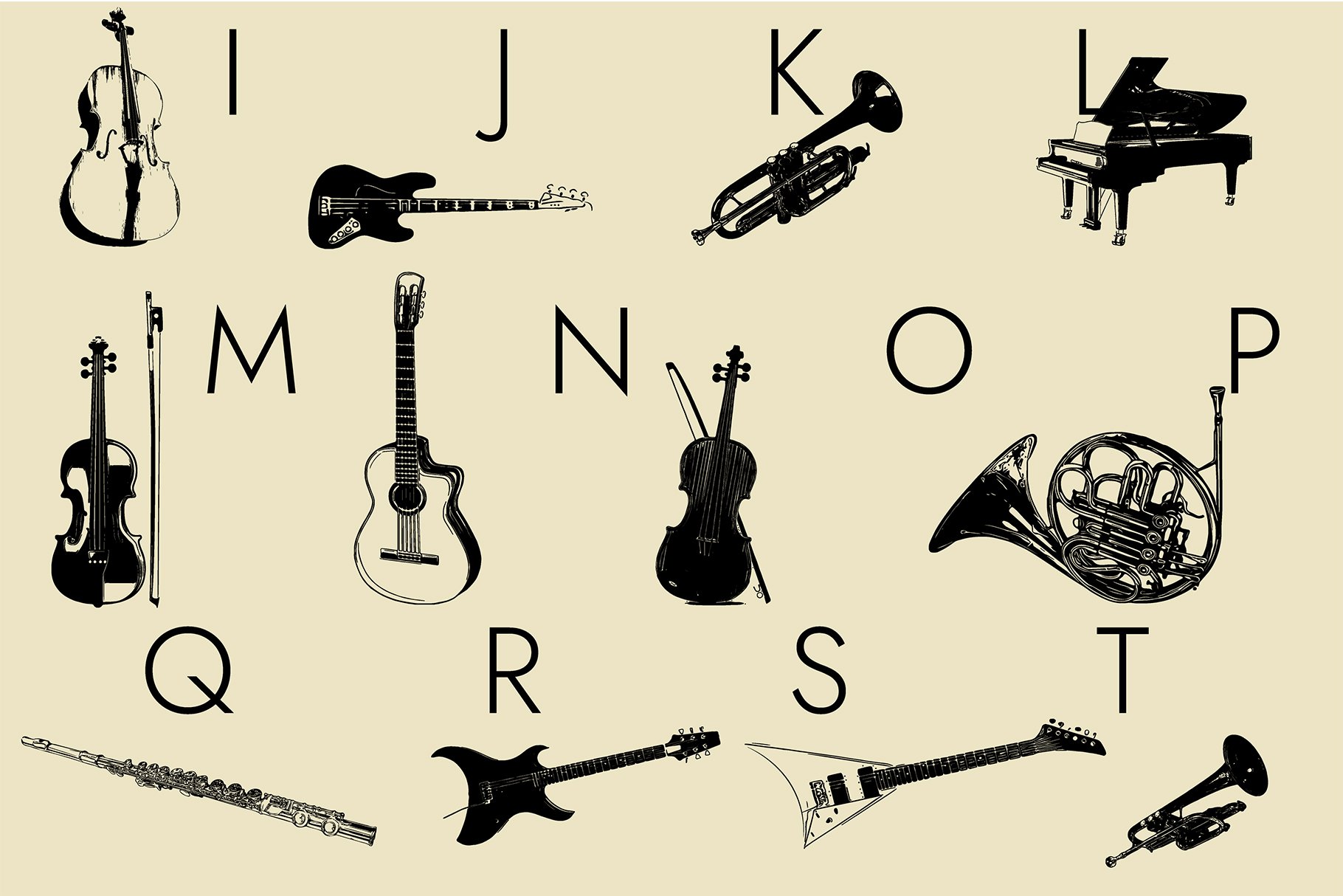 Music Instruments Dingbats Font preview image.