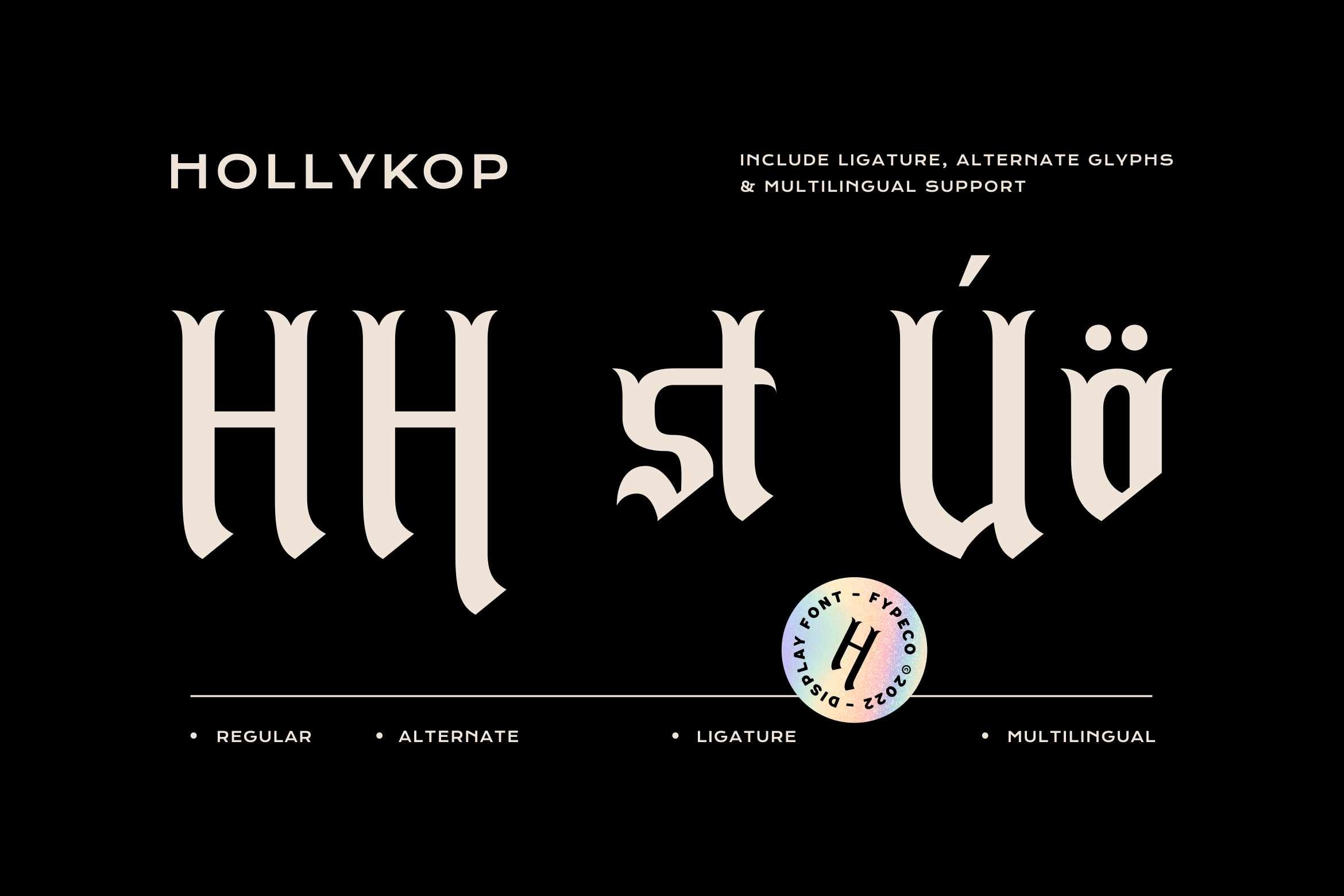 Hollykop-Blackletter Display Font preview image.