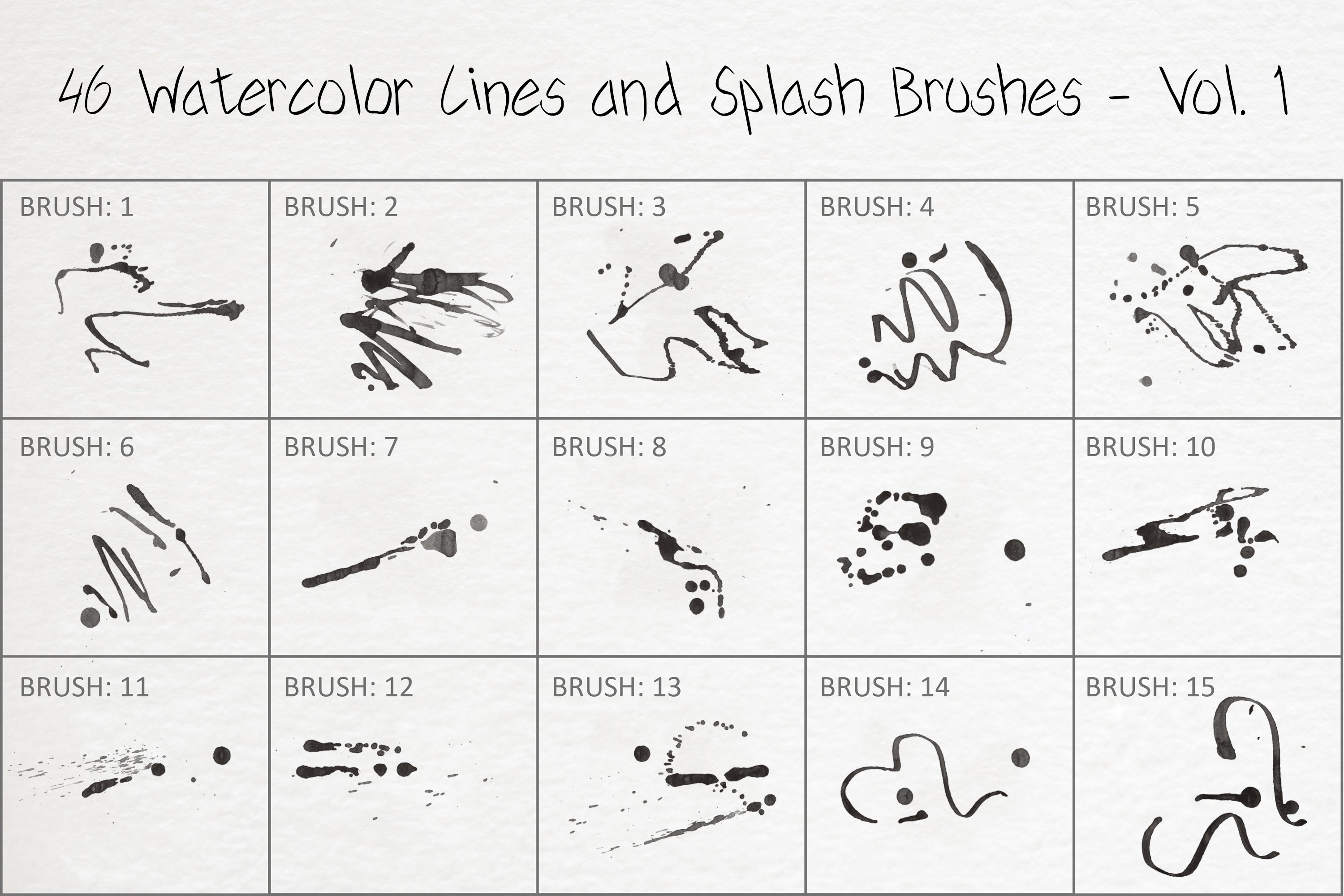 46 Watercolor Splash Brushes - Vol.1preview image.