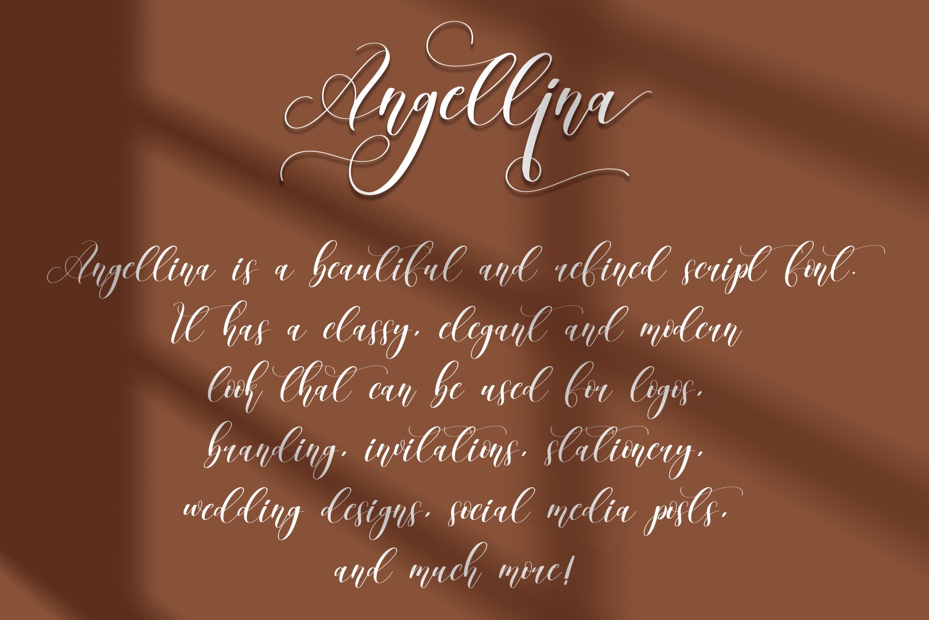 Angellina | Script font preview image.