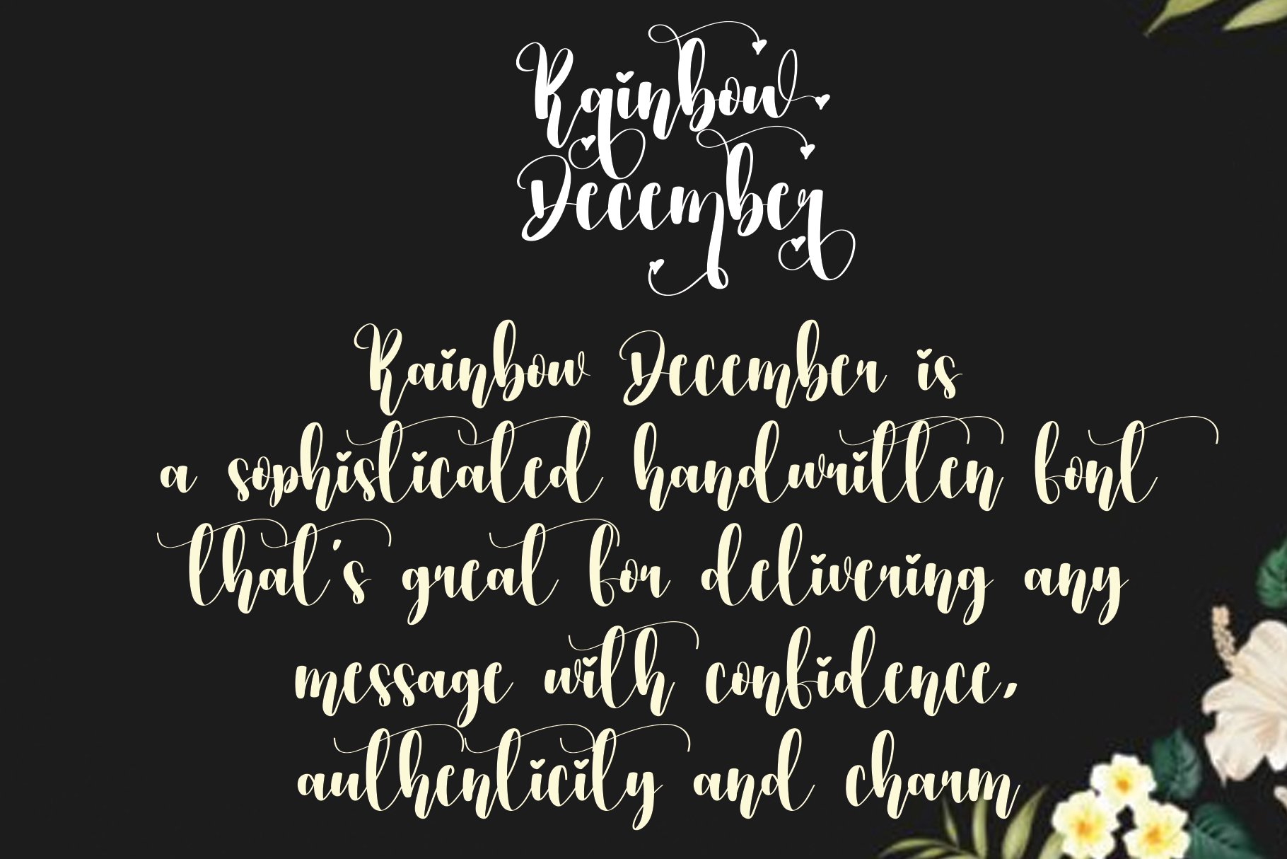 Rainbow December | Script font preview image.