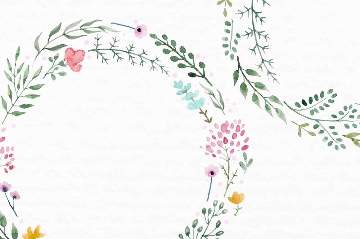 Watercolor floral set +Brushespreview image.