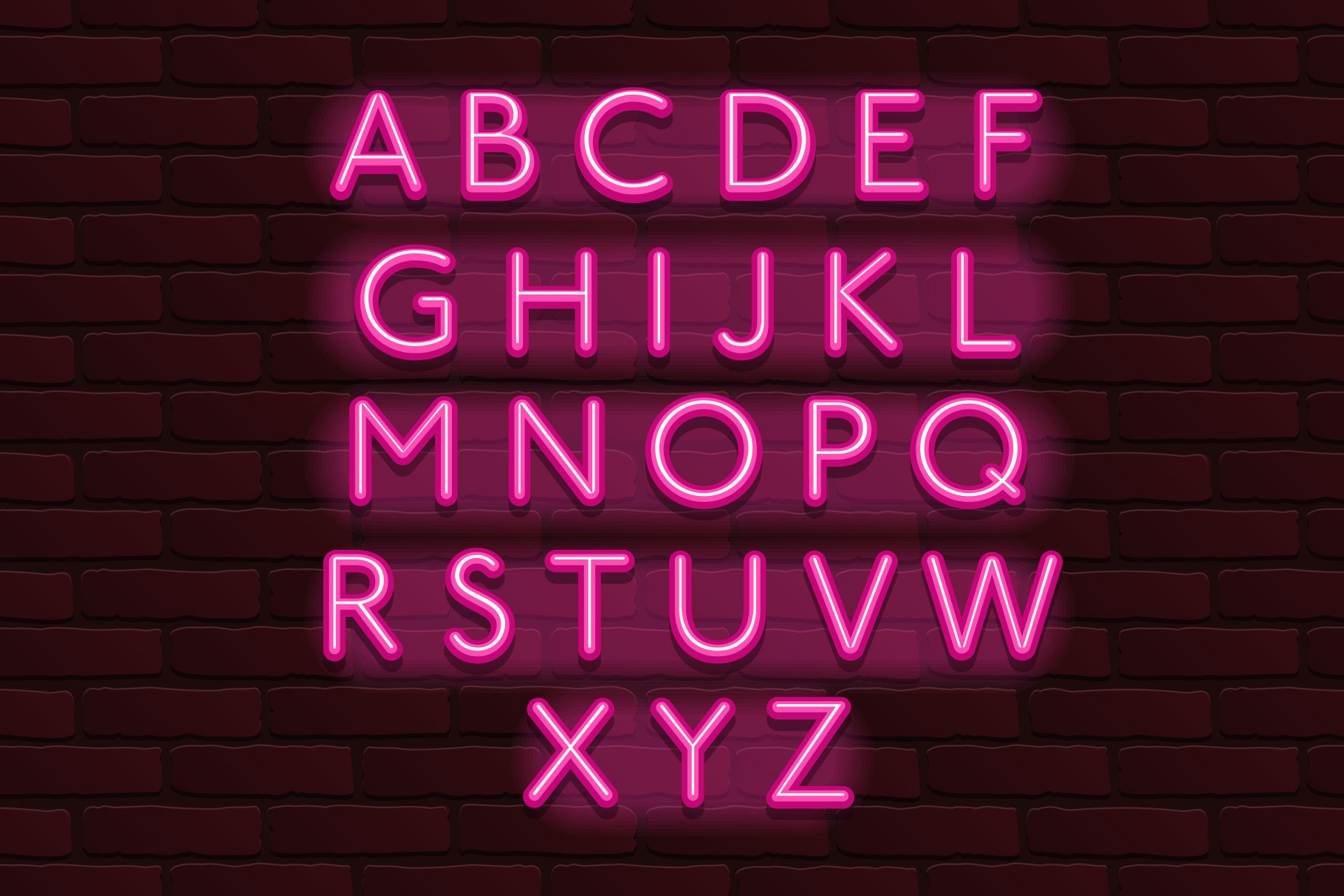 Neon Banner alphabet font bricks cover image.