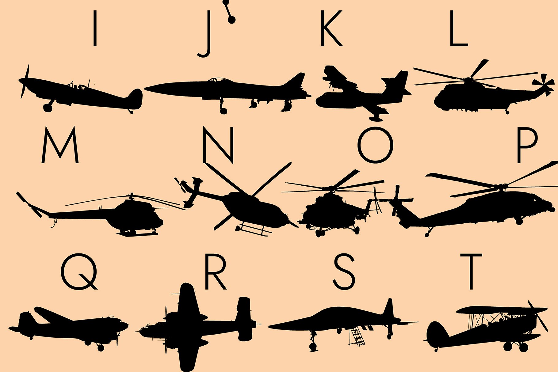 Aircrafts Silhouettes Dingbats Font preview image.