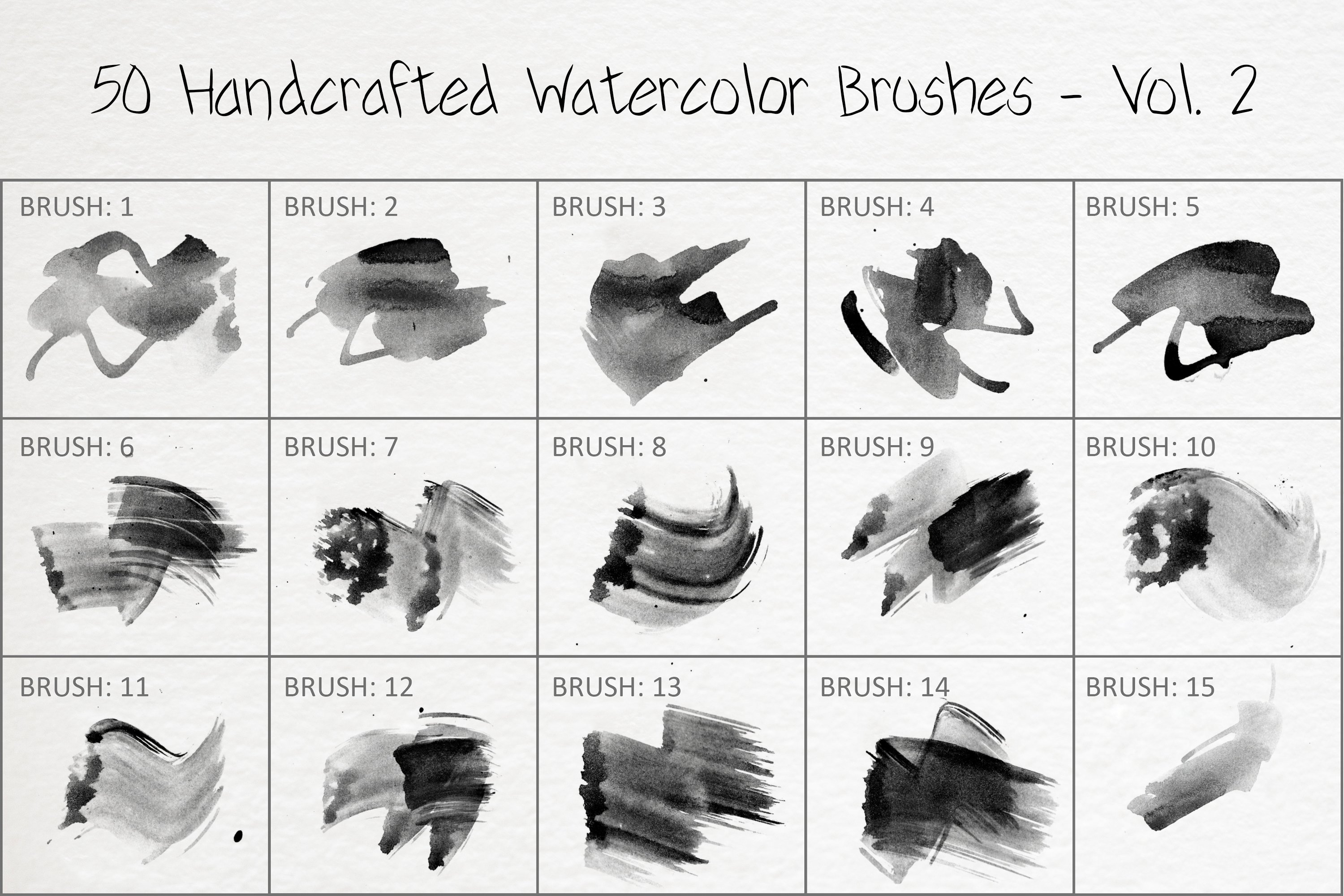 50 Handcrafted Watercolor Brushes 2preview image.